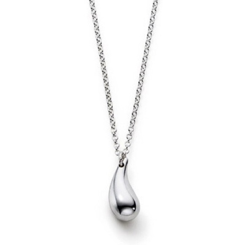 Sterling silver stamped teardrop necklace